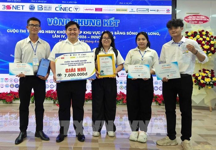 Nhóm dự án SABAY đoạt giải Nhì Cuộc thi khởi nghiệp “Ý tưởng học sinh, sinh viên khởi nghiệp khu vực Đồng bằng sông Cửu Long, lần IV, năm 2026” – INNOBE 2026. Ảnh: TTXVN phát 