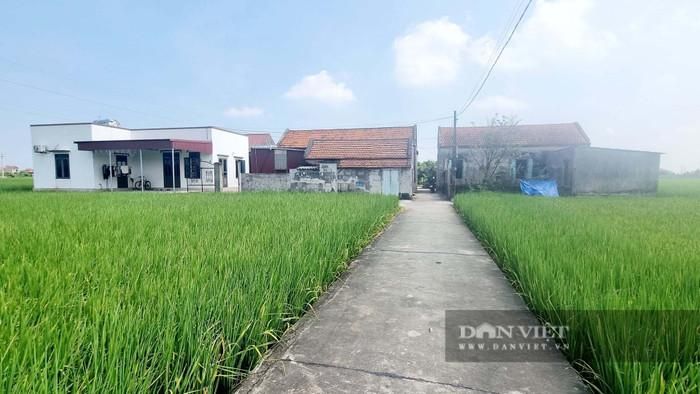 Con đường bê tông thẳng tắp dẫn vào cụm nhà dân tại thôn Bơn Ngạn. Ảnh: VT