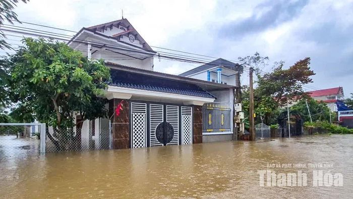 Với những ngôi nhà kiên cố có nhiều tầng, người dân chủ động sơ tán tại chỗ, đưa người, tài sản và vật nuôi lên tầng cao để tránh lũ.
