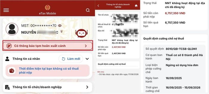 Nghĩa vụ thuế vẫn treo trên hệ thống. Ảnh: Các NVCC