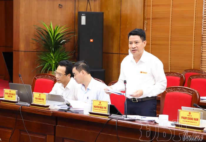 Lãnh đạo Văn phòng UBND tỉnh phát biểu tại phiên họp.