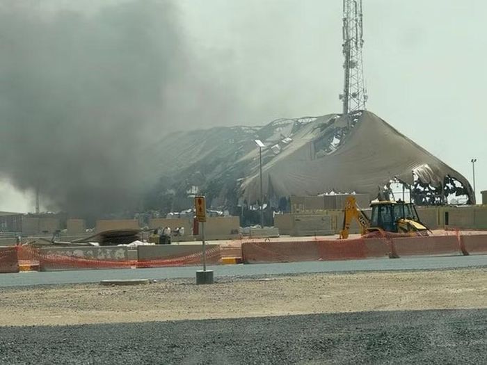 Hậu quả vụ tấn công của Iran vào Trại Buehring, Kuwait. Ảnh: CBS