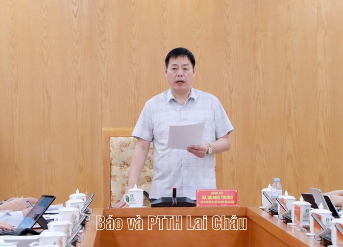 Đồng chí Hà Quang Trung - Phó Bí thư Tỉnh ủy, Chủ tịch UBND tỉnh phát biểu kết luận cuộc họp.