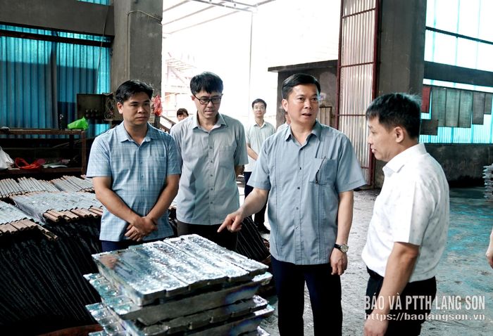 Đồng chí Phó Chủ tịch Thường trực UBND tỉnh kiểm tra khu vực nhà máy điện phân chì của Công ty Cổ phần Kim loại màu Bắc Bộ