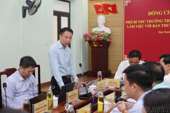 Đồng chí Vũ Quỳnh Khánh - Phó Chủ tịch Thường trực HĐND tỉnh phát biểu tại buổi làm việc.