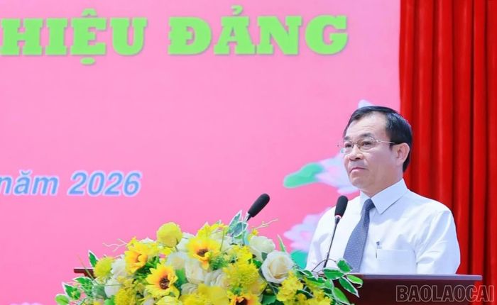 Đồng chí Phạm Toàn Thắng phát biểu tại buổi lễ.