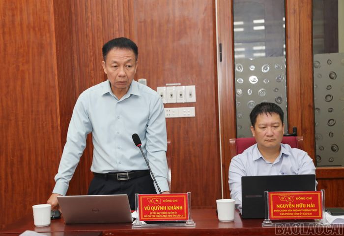 Đồng chí Vũ Quỳnh Khánh - Phó Chủ tịch Thường trực HĐND tỉnh phát biểu tại buổi làm việc.
