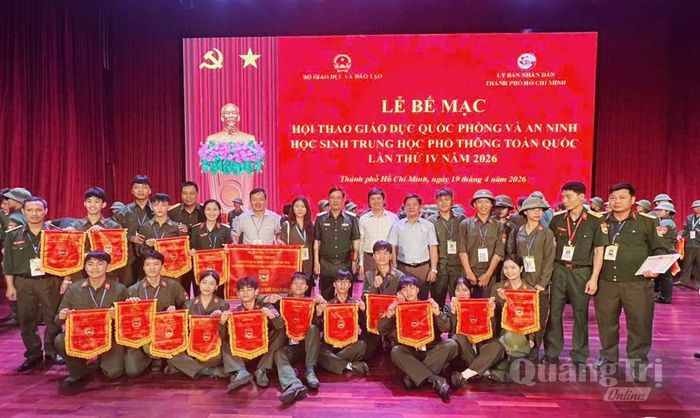 Học sinh trường THPT Đồng Hới tham gia hội thao Giáo dục quốc phòng-an ninh học sinh THPT toàn quốc lần thứ IV, năm 2026 - Ảnh: C.V