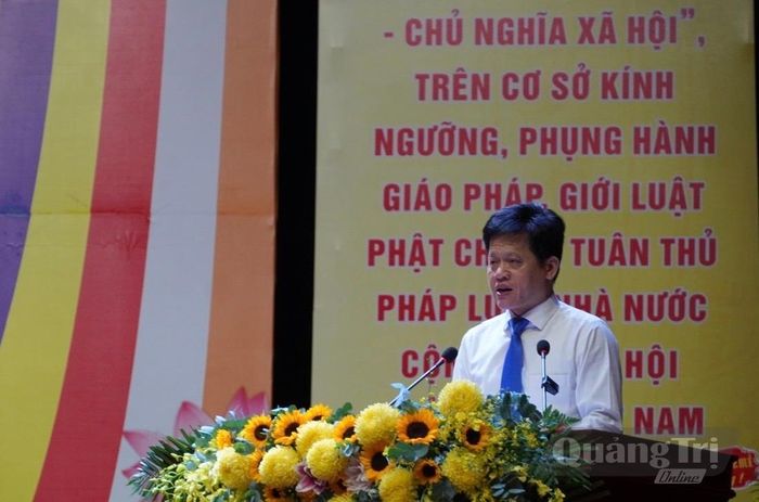 Đồng chí Lê Văn Bảo, Phó Chủ tịch UBND tỉnh phát biểu tại đại hội - Ảnh: N.L