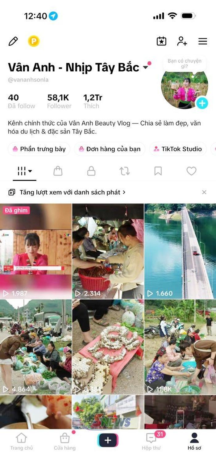Kênh TikTok “Vân Anh – Nhịp Tây Bắc”.