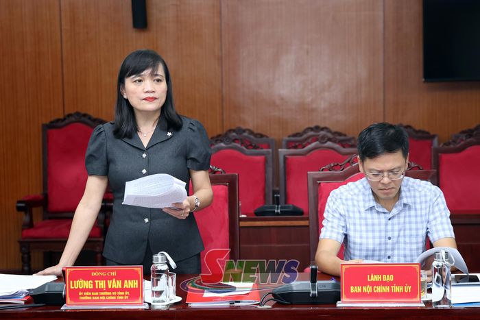Đồng chí Trưởng ban Nội chính Tỉnh ủy phát biểu tại cuộc làm việc.