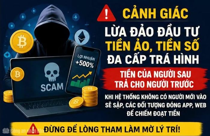 Cơ quan Công an khuyến cáo người dân cảnh giác với lời mời đầu tư tiền ảo trên mạng xã hội.