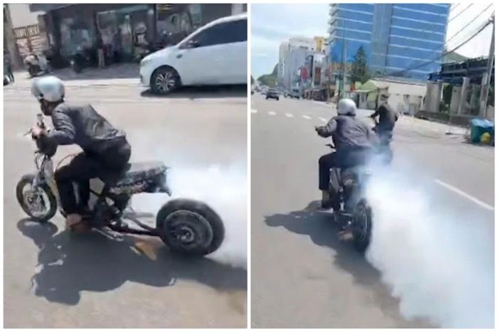 Và xoáy bánh tạo khói, gây mất an toàn giao thông...