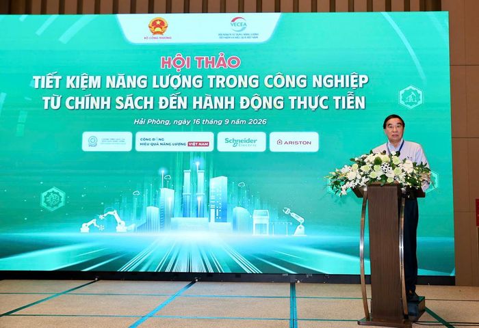 Ông Nguyễn Đình Hiệp - Chủ tịch Hội Khoa học và công nghệ sử dụng năng lượng tiết kiệm và hiệu quả Việt Nam (VECEA) phát biểu khai mạc Hội thảo.