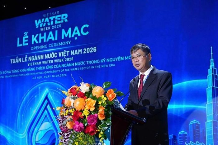 Chủ tịch Hội Cấp Thoát nước Việt Nam Nguyễn Ngọc Điệp phát biểu khai mạc Tuần lễ ngành Nước Việt Nam - Vietnam Water Week 2026 - Ảnh: BTC