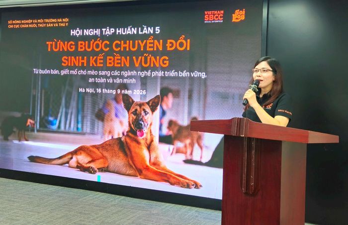 Bà Bùi Thị Duyên - Thạc sỹ, Giám đốc SBCC Vietnam phát biểu. Ảnh: Ánh Dương