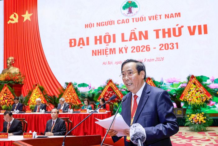 Chủ tịch Hội Người cao tuổi Việt Nam Nguyễn Thanh Bình phát biểu tại Đại hội. Ảnh: Quang Vinh