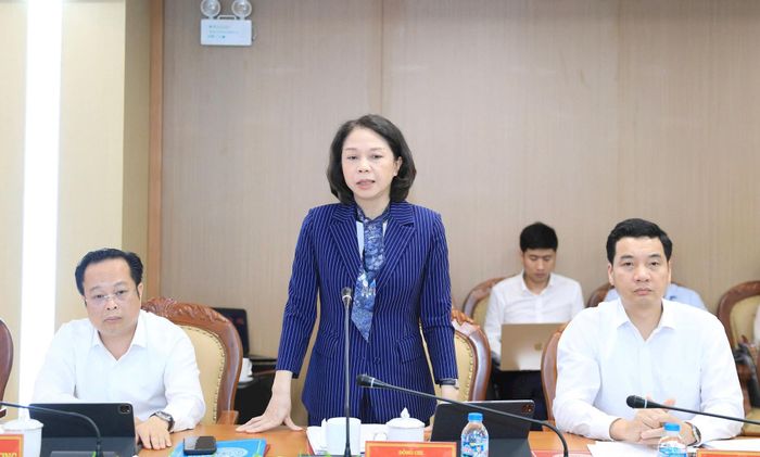 Phó Chủ tịch UBND thành phố Hà Nội Vũ Thu Hà phát biểu. Ảnh: Quang Thái