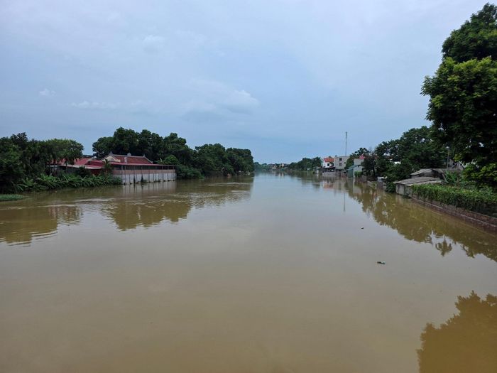 Lũ sông Bùi đang vượt báo động III, có thể đạt đỉnh ở mức 7,4m. Ảnh: Kim Nhuệ