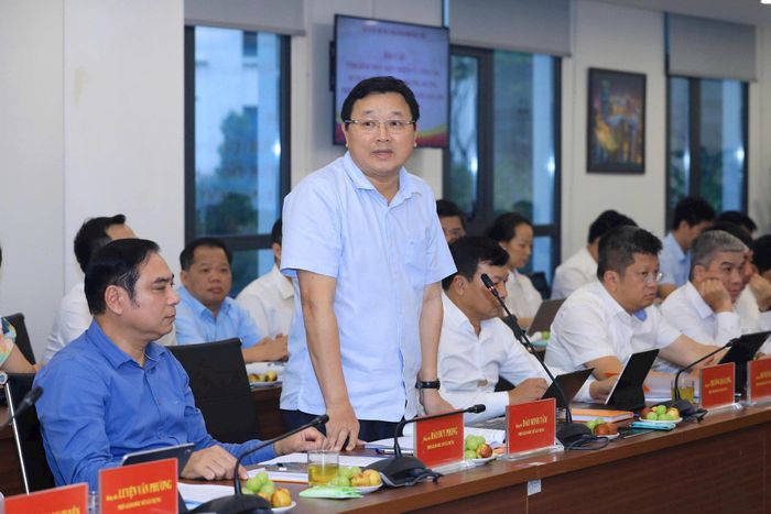 Đại diện lãnh đạo các đơn vị phát biểu tại buổi làm việc. Ảnh: Viết Thành