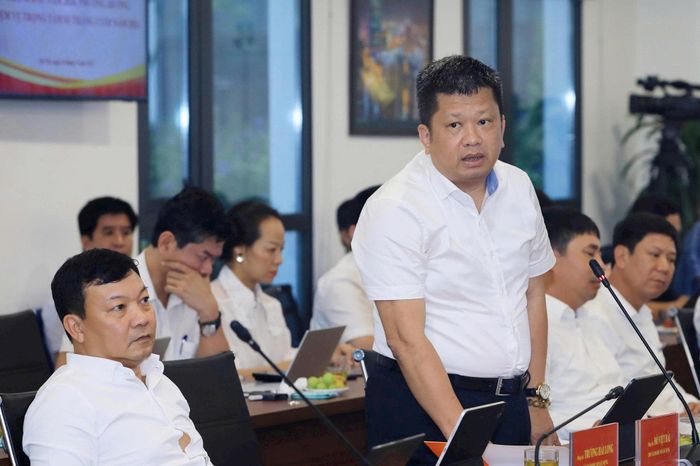 Đại diện lãnh đạo các đơn vị phát biểu tại buổi làm việc. Ảnh: Viết Thành