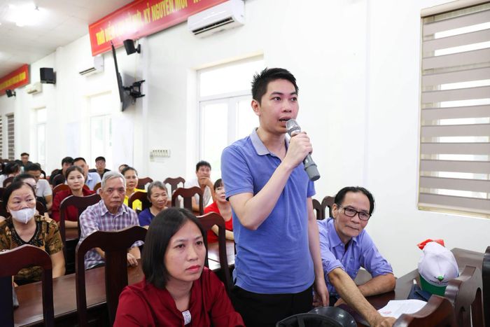 Hội nghị lắng nghe ý kiến, tâm tư nguyện vọng của các hộ dân trong diện GPMB phục vụ dự án. Ảnh: Duy Anh