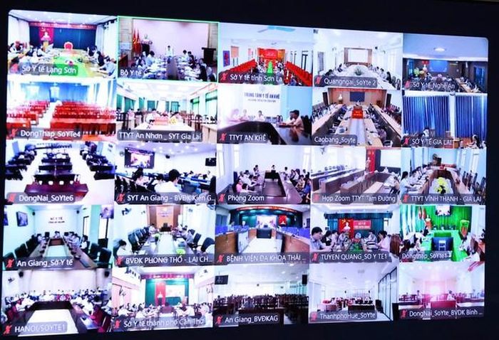 Các điểm cầu trực tuyến.  Ảnh: Trần Minh