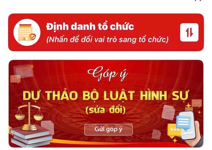Người dân có thể góp ý dự thảo Bộ luật Hình sự (sửa đổi) trên VNeID