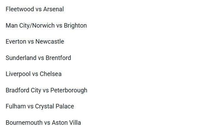  Các trận đấu ở vòng 4 Carabao Cup. 