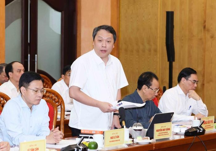 Đồng chí Nguyễn Huy Dũng, Uỷ viên Dự khuyết Trung ương Đảng, Thứ trưởng Bộ Văn hoá, Thể thao và Du lịch phát biểu tại buổi làm việc. Ảnh: Phương Hoa - TTXVN