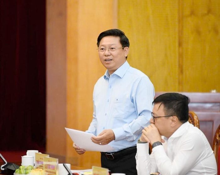 Đồng chí Trần Thanh Lâm, Ủy viên Trung ương Đảng, Phó Trưởng Ban Thường trực Ban Tuyên giáo Trung ương phát biểu tại buổi làm việc. Ảnh: Phương Hoa - TTXVN