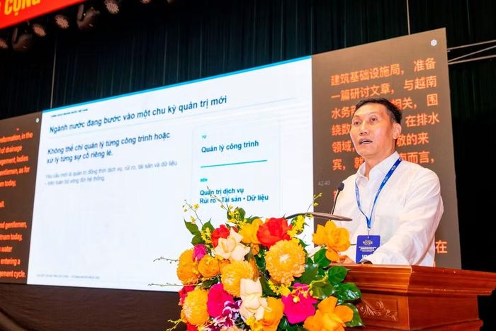 Ông Nguyễn Minh Đức, Trưởng phòng Quản lý cấp thoát nước, Cục Kết cấu hạ tầng xây dựng, Bộ Xây dựng phát biểu.
