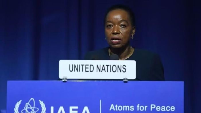 Bà Monica Juma, Giám đốc Văn phòng Liên hợp quốc tại Vienna, phát biểu tại Hội nghị toàn thể lần thứ 70 của IAEA ở Vienna, Áo, ngày 14/9/2026. (Ảnh: Tân Hoa Xã)