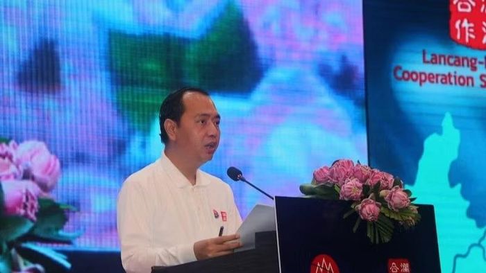 Bộ trưởng Thông tin Campuchia Neth Pheaktra phát biểu tại lễ khai mạc sự kiện. (Ảnh: CTV)