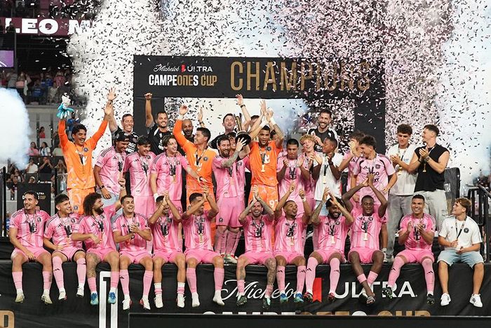 Các cầu thủ Inter Miami đăng quang Campeones Cup 2026. Ảnh: AP
