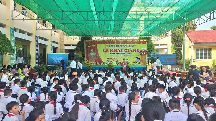 Học sinh tại tỉnh An Giang trong ngày khai giảng năm học 2026 - 2027. Ảnh: TN.