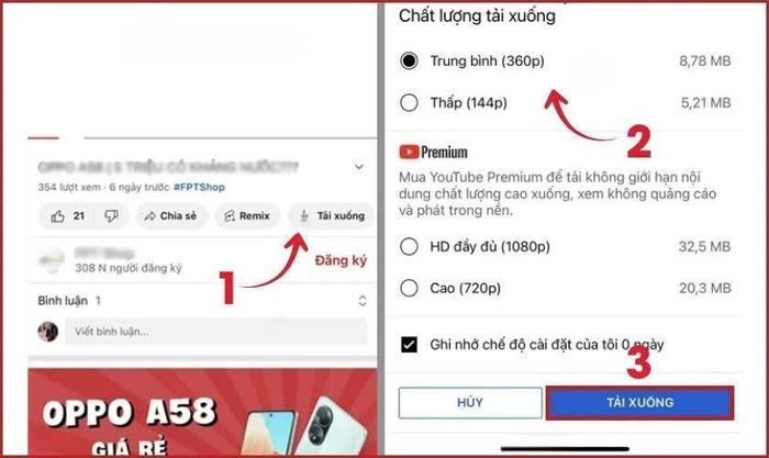 Nhấn nút tải video.
