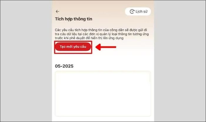 Tại giao diện tiếp theo, nhấn Tạo mới yêu cầu.