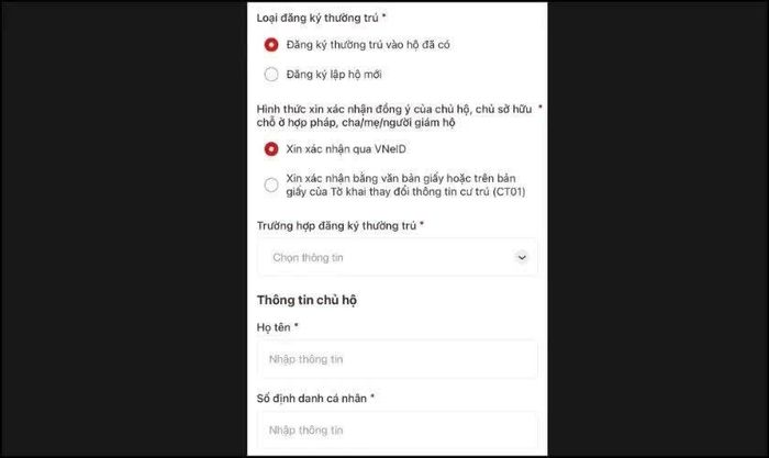 Điền thông tin vào biểu mẫu.