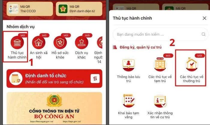 Mở phần thủ tục về thường trú.