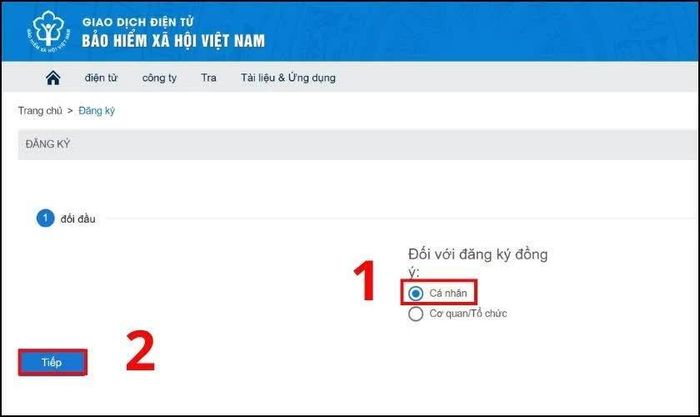 Điền thông tin đăng ký.