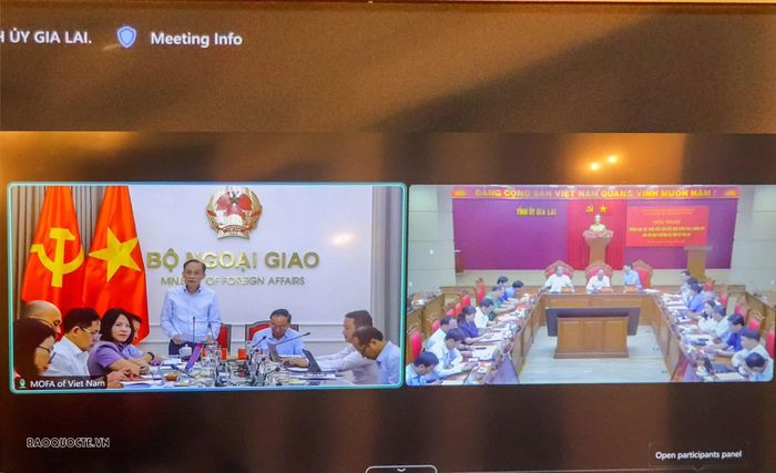 Điểm cầu Ban Thường vụ Tỉnh ủy Gia Lai tại buổi làm việc với Đoàn Kiểm tra, giám sát số 230. (Ảnh: Nguyễn Nhuận)