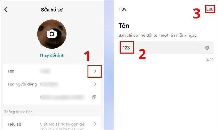 Cập nhật tên hiển thị.