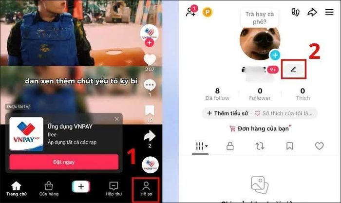Truy cập hồ sơ TikTok.
