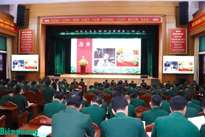 Toàn cảnh hội nghị tại điểm cầu Bộ Tư lệnh Bộ đội Biên phòng. Ảnh: Dân Chủ