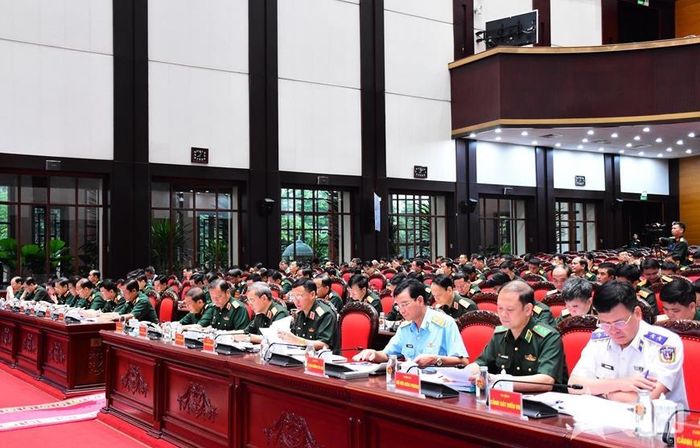 Các đại biểu dự hội nghị tại điểm cầu Bộ Quốc phòng. Ảnh: qdnd.vn