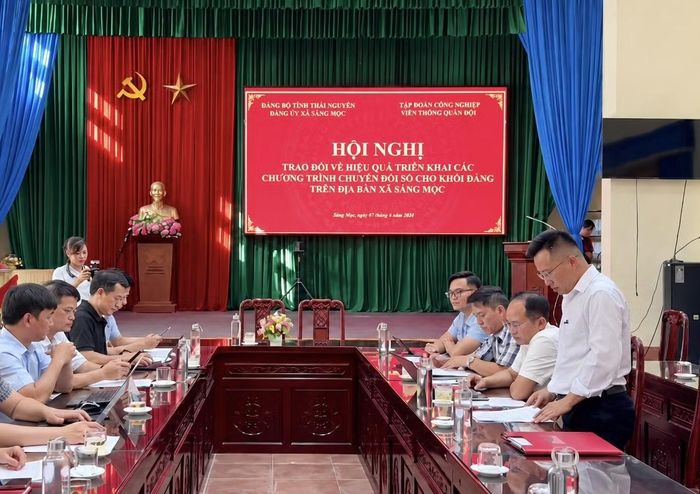 Hội nghị trao đổi về hiệu quả triển khai các chương trình chuyển đổi số cho khối Đảng tại xã Sảng Mộc, Thái Nguyên