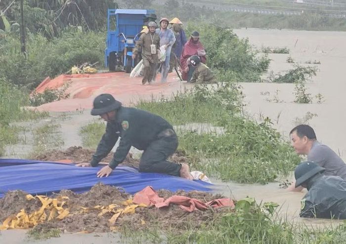 Chính quyền địa phương gia cố các vị trí khác bị tràn, có nguy cơ vỡ.