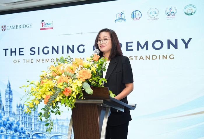 Bà Vũ My Lan – Phó Tổng Giám đốc iSMART Education, Giám đốc Chi nhánh iSMART Hà Nội – phát biểu tại sự kiện.
