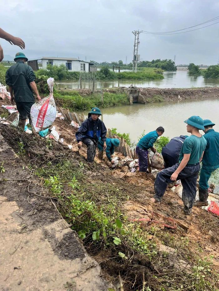 Huy động nhân lực xử lý khẩn cấp tuyến đê xung yếu.